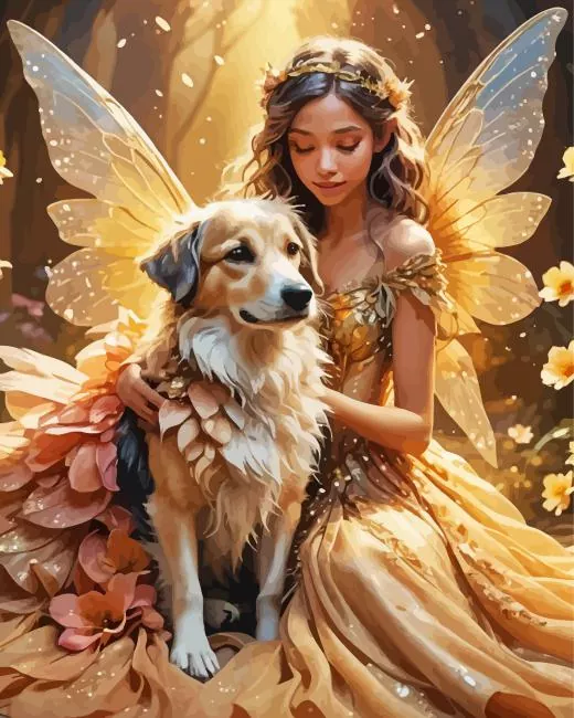 fairy and dog Diamond By Numbers Fairy And Dog Diamond Painting