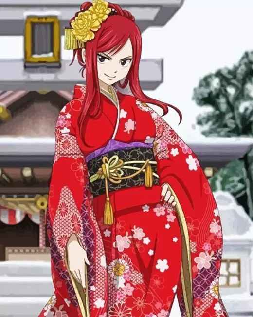 fairy tail erza kimono Diamond By Numbers Fairy Tail Erza Kimono Diamond Painting