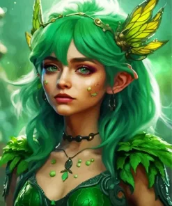 Fairy With Green Hair Diamond Painting