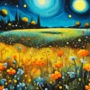 Field Of Flowers At Night Art Diamond Painting