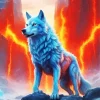 Fire And Ice Wolf Diamond Painting