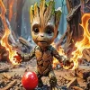 Fire Groot Diamond Painting