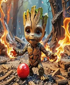 Fire Groot Diamond Painting