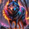 Fire Neon Wolf Art Diamond Painting