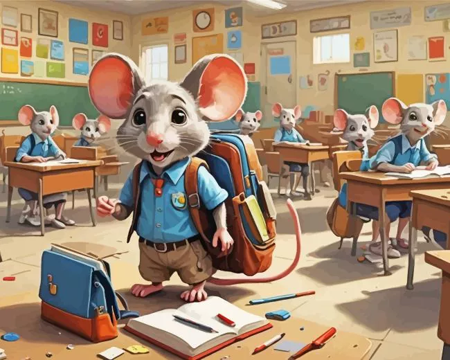 first day of school mouse Diamond By Numbers First Day Of School Mouse Diamond Painting