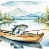 Fish In A Boat Art Diamond Painting