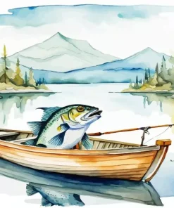 Fish In A Boat Art Diamond Painting