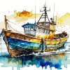 Fishing Boat Splash Diamond Painting