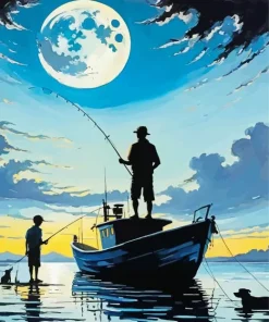 Fishing Silhouette Art Diamond Painting