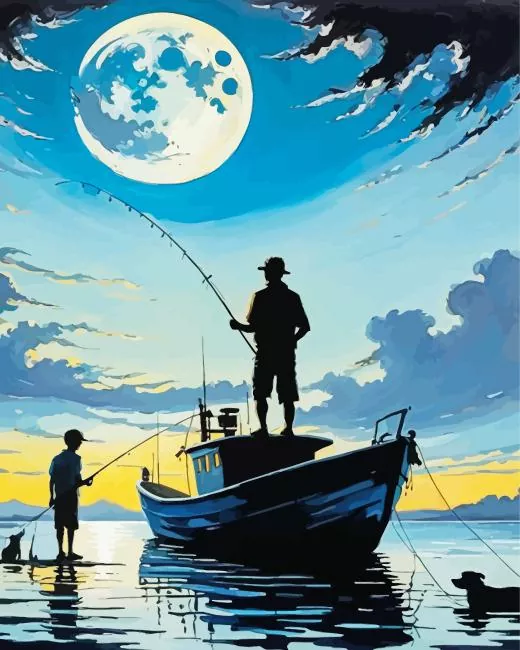 fishing silhouette art Diamond Paintings Fishing Silhouette Art Diamond Painting