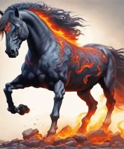 Flames Horse Diamond Painting