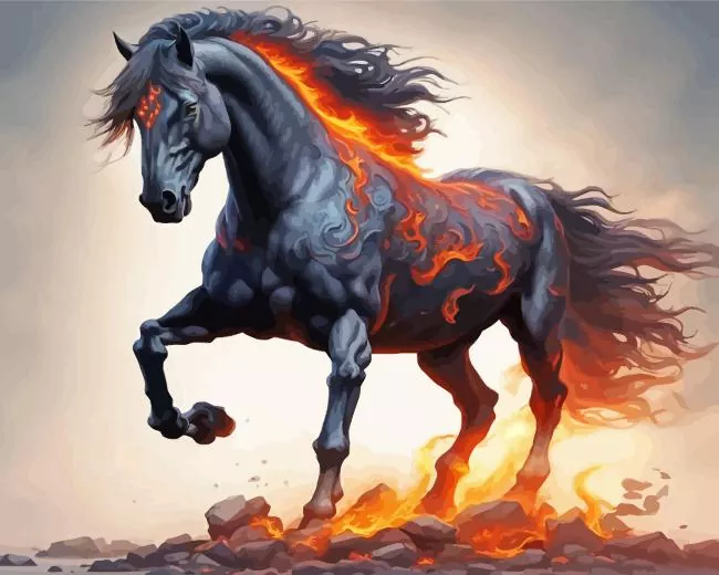 flames horse Diamond By Numbers Flames Horse Diamond Painting