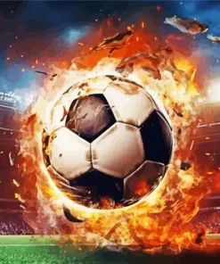 Flaming Soccer Ball Art Diamond Painting