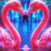 Flamingos Kissing Diamond Painting