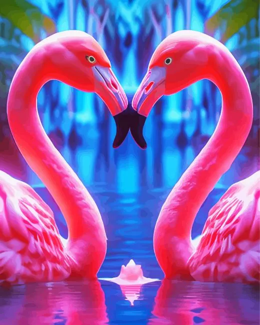flamingos kissing Diamond By Numbers Flamingos Kissing Diamond Painting