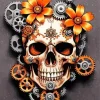 Floral Cyberpunk Skull Diamond Painting