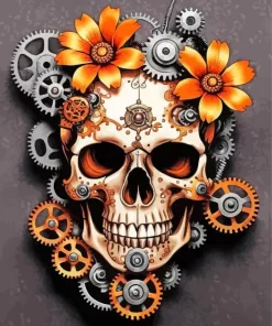 Floral Cyberpunk Skull Diamond Painting