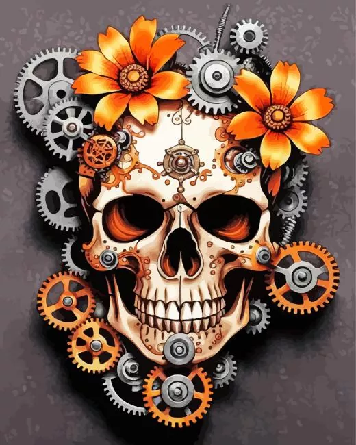 floral cyberpunk skull Diamond Painst Floral Cyberpunk Skull Diamond Painting