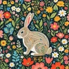 Floral Folk Art Bunny Diamond Painting