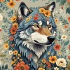 Floral Wolf Art Diamond Painting