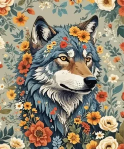 Floral Wolf Art Diamond Painting
