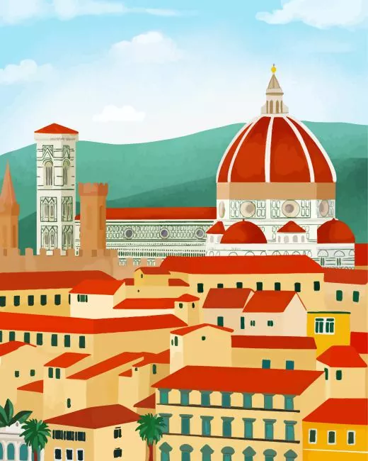 florence illustration art Diamond With Numbers Florence Illustration Art Diamond Painting