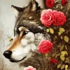 Flower and Wolf Diamond Painting