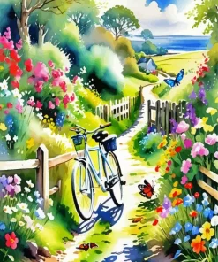 Flower Bike Art Diamond Painting
