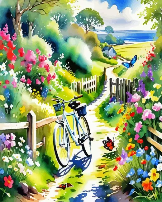 flower bike art Diamond Painst Flower Bike Art Diamond Painting
