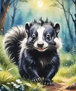Flower Cartoon Skunk Art Diamond Painting