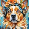 Flower Crowns Dog Diamond Painting