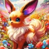 Flower Eevee Art Diamond Painting