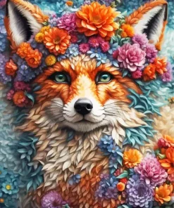 Flower Fox Art Diamond Painting