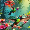 Flower Hummingbirds Diamond Painting