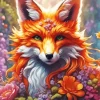 Flowers Fox Diamond Painting