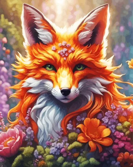 flowers fox Diamond Painst Flowers Fox Diamond Painting