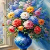 Flowers In Blue Vase Diamond Painting