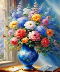 Flowers In Blue Vase Diamond Painting
