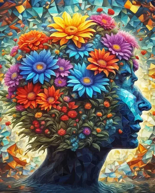 flowers in head Diamond With Numbers Flowers In Head Diamond Painting