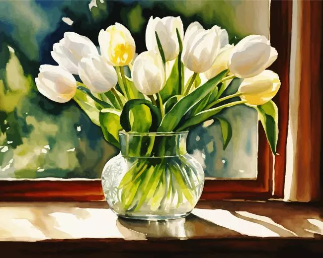 flowers on a window ledge art Diamond Paints Flowers On A Window Ledge Art Diamond Painting