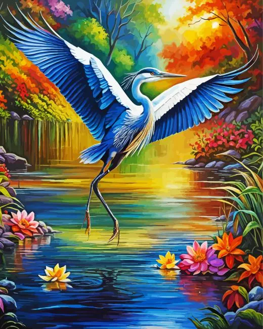 flying heron bird art Diamond Paints Flying Heron Bird Art Diamond Painting