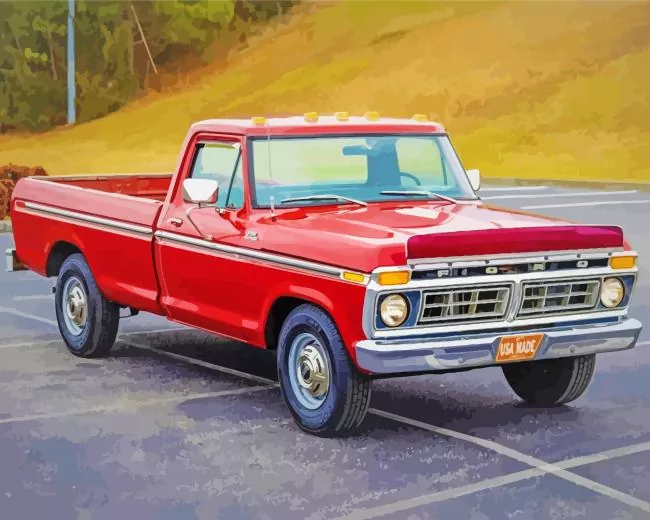 ford pickup red art Diamond By Numbers Ford Pickup Red Art Diamond Painting