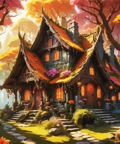 Forest Cabin Art Diamond Painting