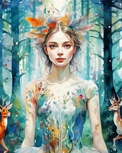 forest girl art Diamond Paintings Forest Girl Art Diamond Painting