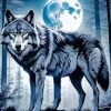 Forest With Wolf Art Diamond Painting