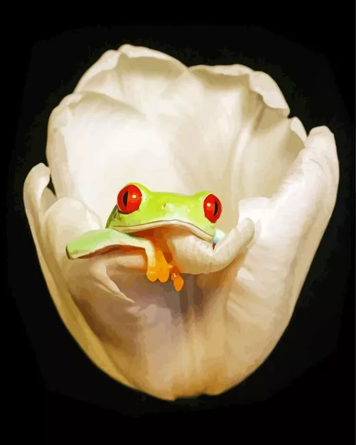 frog in flower Diamond By Numbers Frog In Flower Diamond Painting