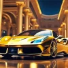 Golden Ferrari 488 Diamond Painting