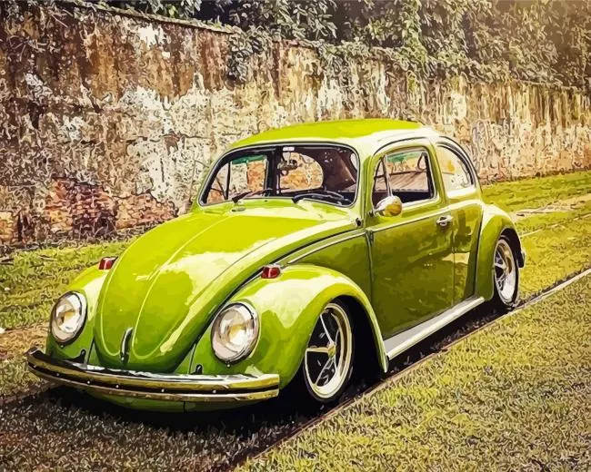 green bug car Diamond With Numbers Green Bug Car Diamond Painting