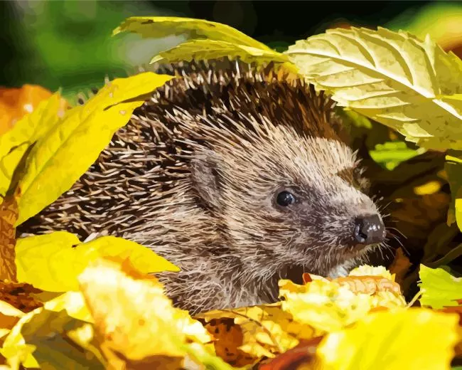 hedgehog with leaves Diamond Paintings Hedgehog With Leaves Diamond Painting