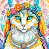Hippie Flower Cat Diamond Painting